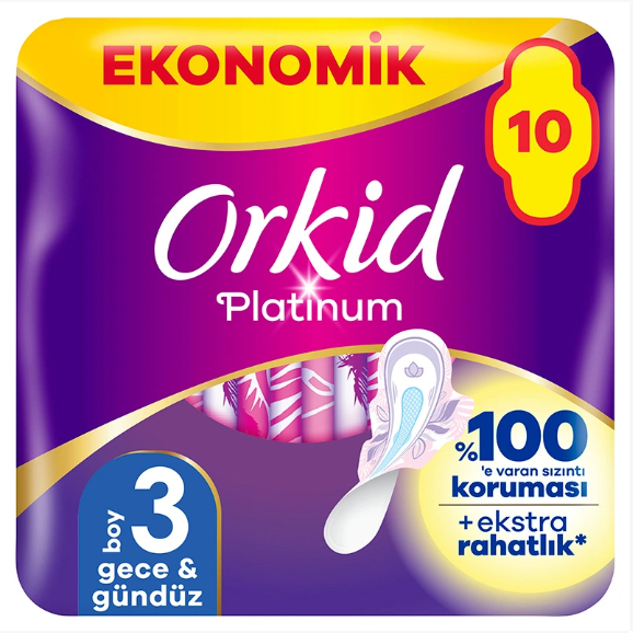 Orkid Platinum Gece (Boy 3) 10 Adet Hijyenik Ped