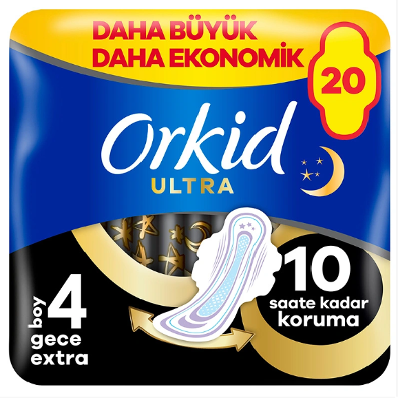 Orkid Ultra Gece Extra (Beden 4) Hijyenik Ped - 20'li