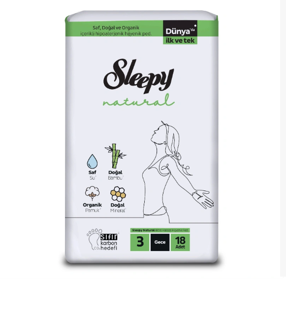 Sleepy Natural Süper Eco Gece Hijyenik Ped 18'li (boy3)