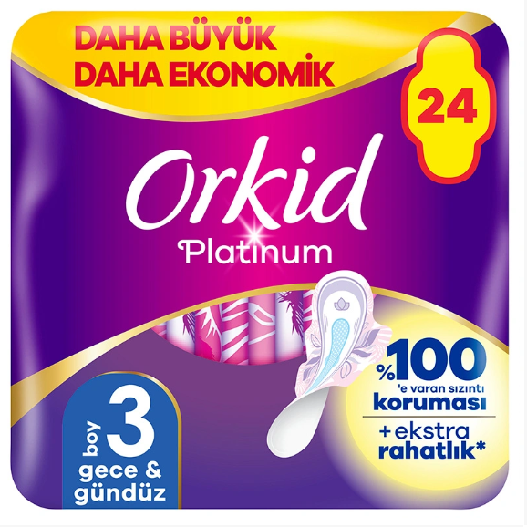 Orkid Platinum Gece & Gündüz (Beden 3) Hijyenik Ped - 24'lü