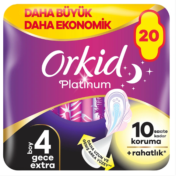Orkid Platinum Gece Extra (Beden 4) Hijyenik Ped - 20'li