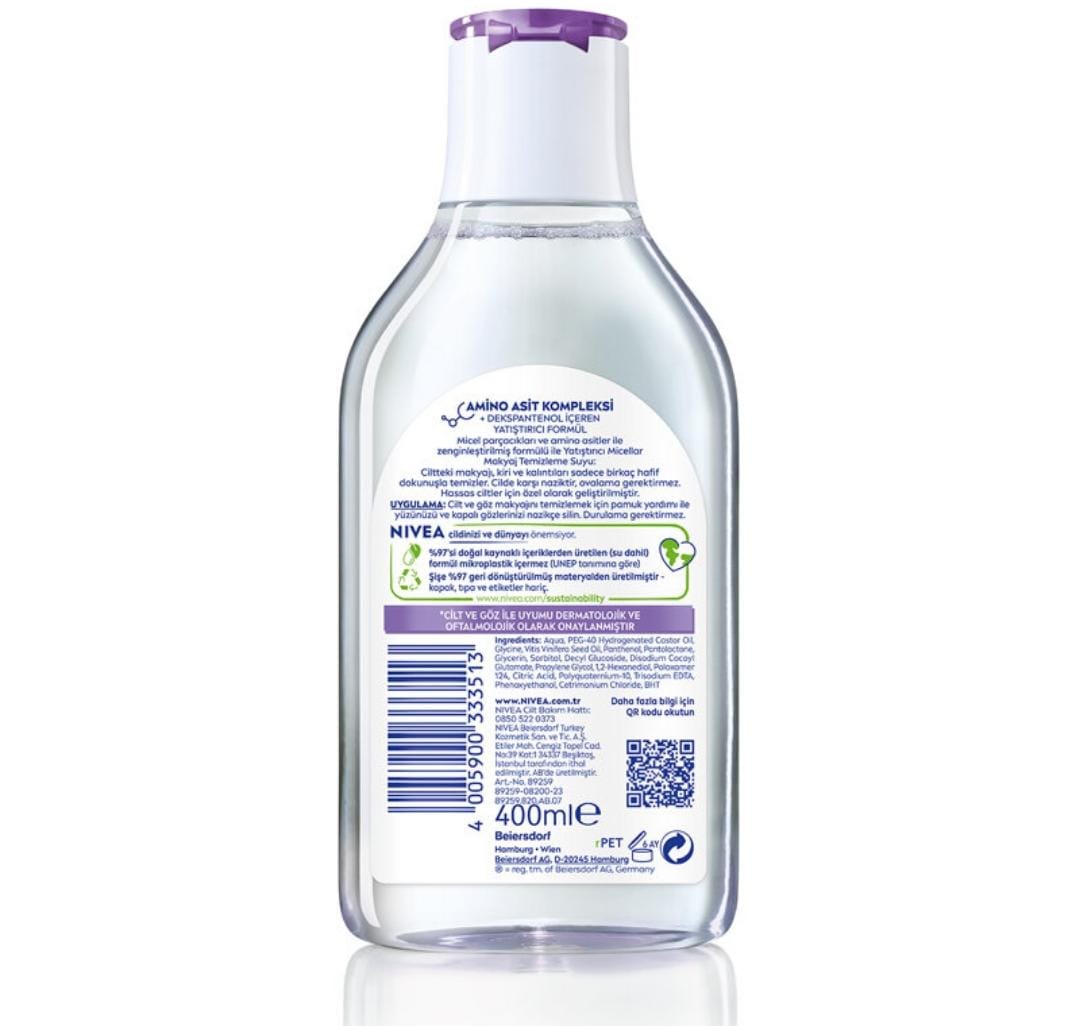 Nivea Yatıştırıcı Micellar Makyaj Temizleme Suyu Hassas Cilt 400 ml